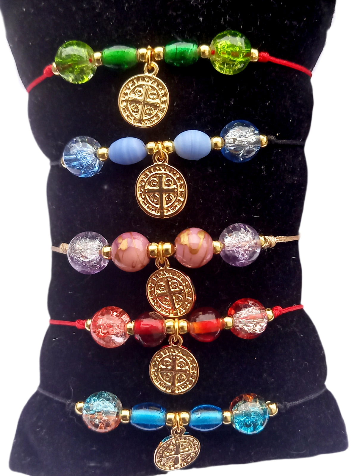✞ Saint Benoît ✞ Bracelet artisanal plaqué or 18 K et 2 en 1 (réversible)