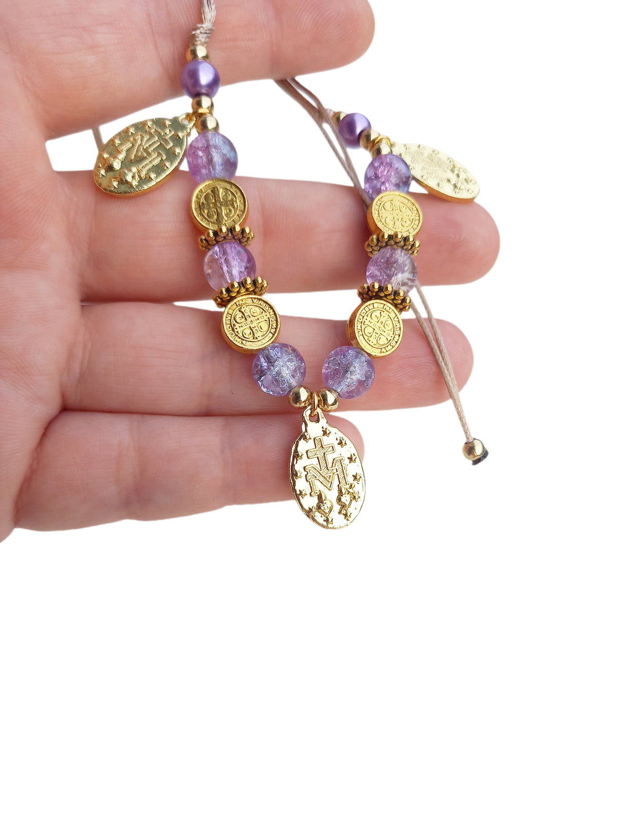 ✞ Divina protectio ✞ Bracelet artisanal plaqué or 18 K