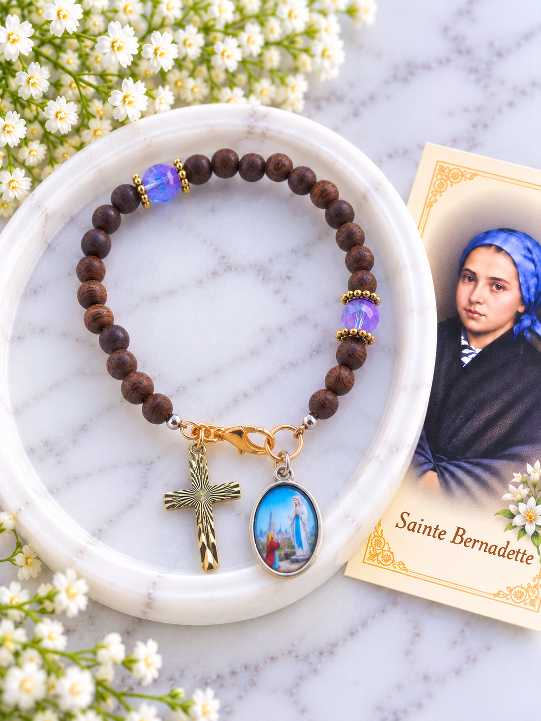 ✞ Sainte Bernadette ✞ Bracelet Double Dizainier