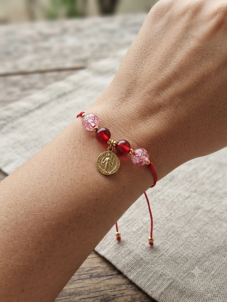 ✞ Saint Benoît ✞   Bracelet artisanal plaqué or 18 K et 2 en 1