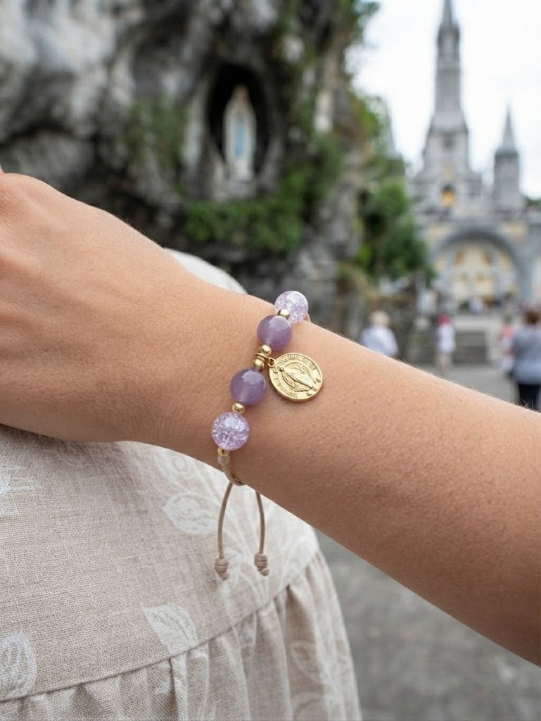 ✞ Saint Benoît ✞   Bracelet artisanal plaqué or 18 K et 2 en 1 (réversible)