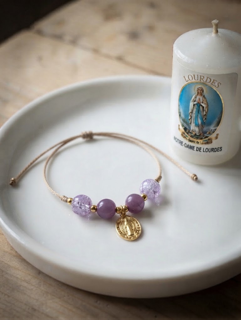 ✞ Saint Benoît ✞   Bracelet artisanal plaqué or 18 K et 2 en 1 (réversible)