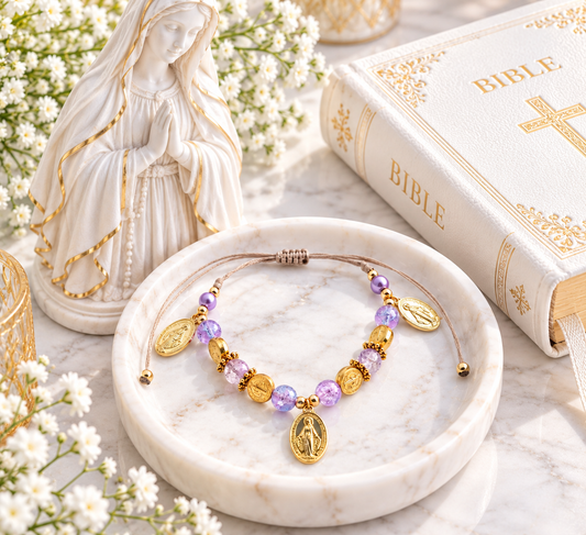 ✞ Divina protectio ✞   Bracelet artisanal plaqué or 18 K