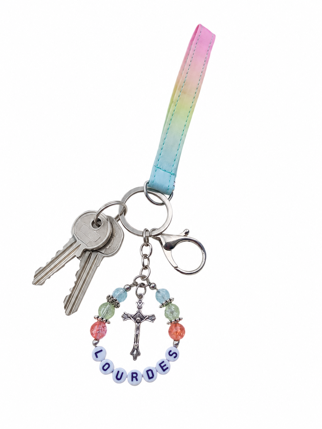 ✞ Lumineuse Lourdes ✞ Porte-clefs souvenir de Lourdes