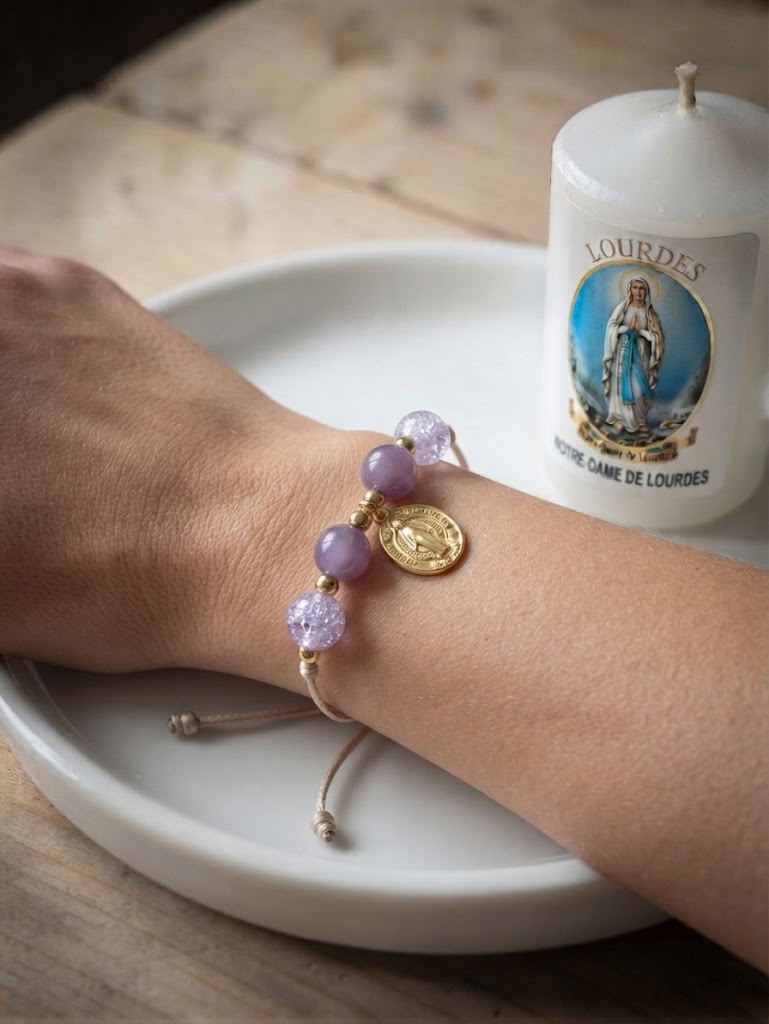 ✞ Saint Benoît ✞   Bracelet artisanal plaqué or 18 K et 2 en 1 (réversible)