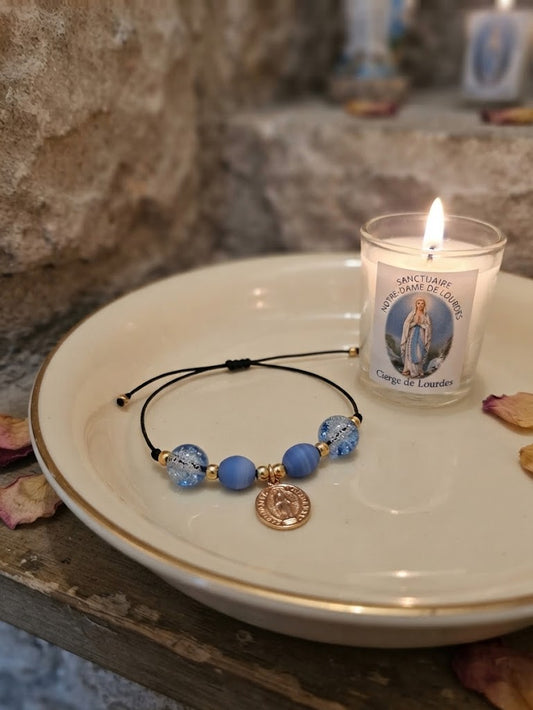 ✞ Saint Benoît ✞   Bracelet artisanal plaqué or 18 K et 2 en 1 (réversible)