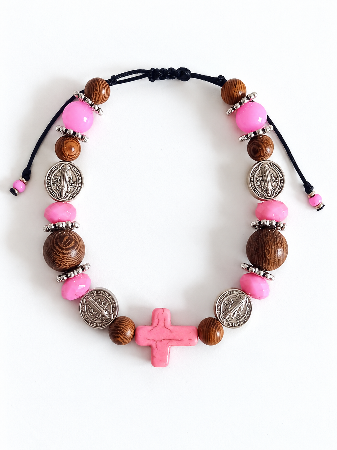 ✞ Rose de Foi & Protection ✞ Bracelet Saint Benoît