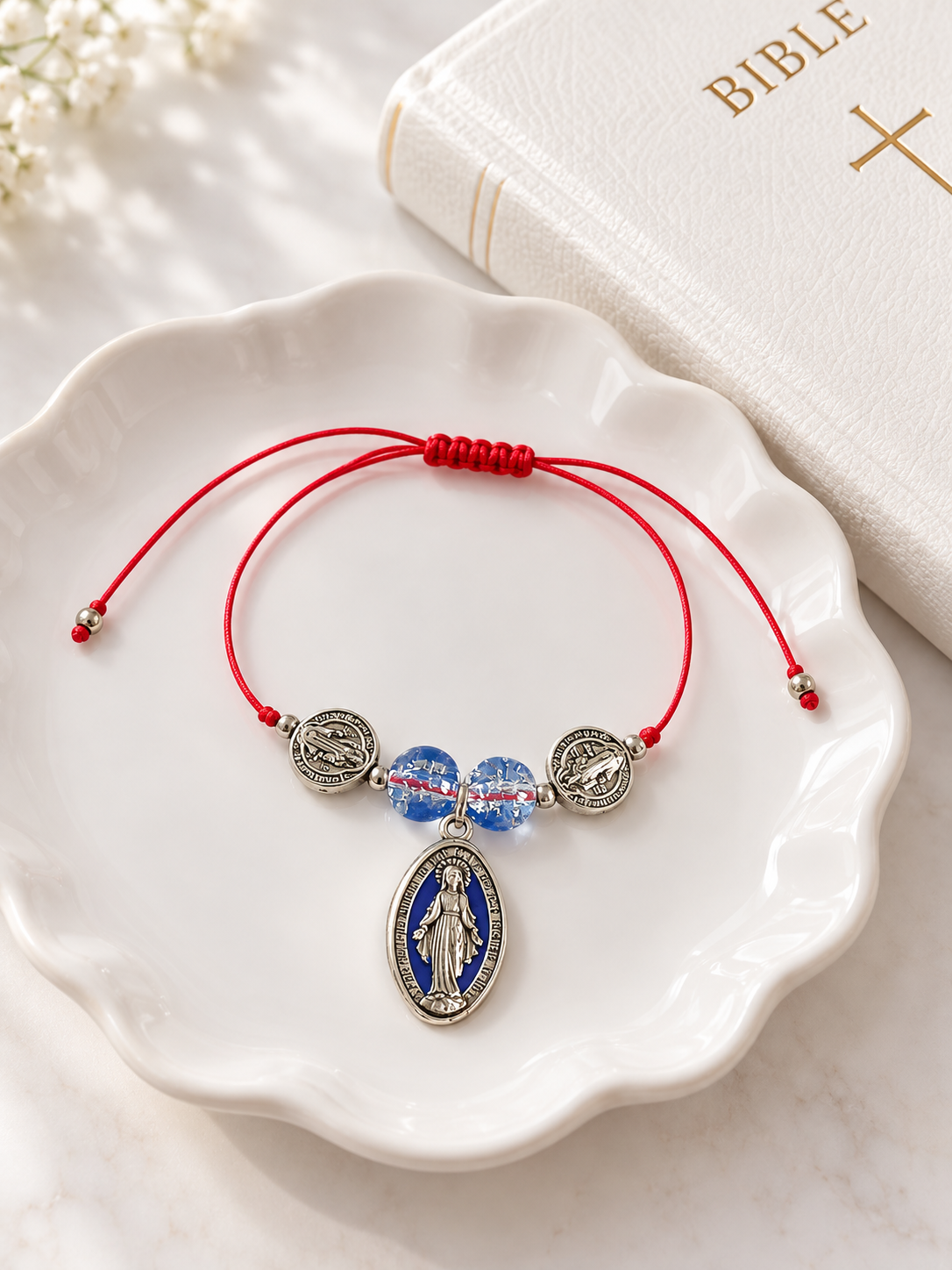 ✞ Grâce de Lourdes ✞   Bracelet artisanal Vierge Marie & Saint-Benoît