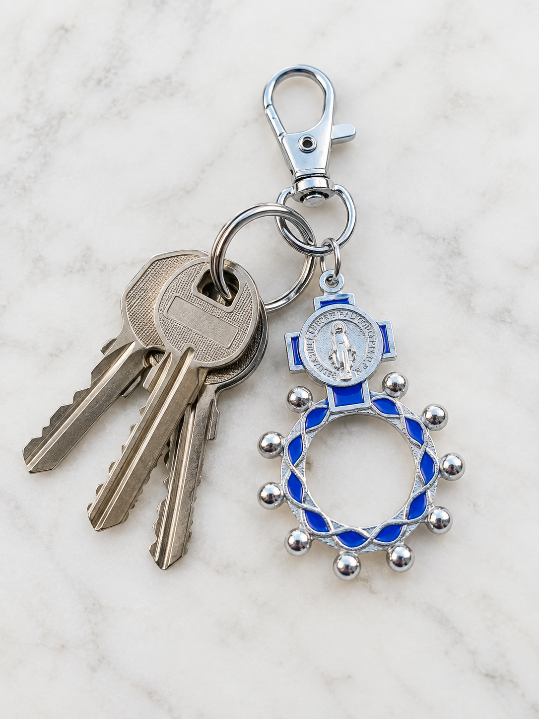 ✞ Vierge Marie ✞ Porte-clefs bague dizainier