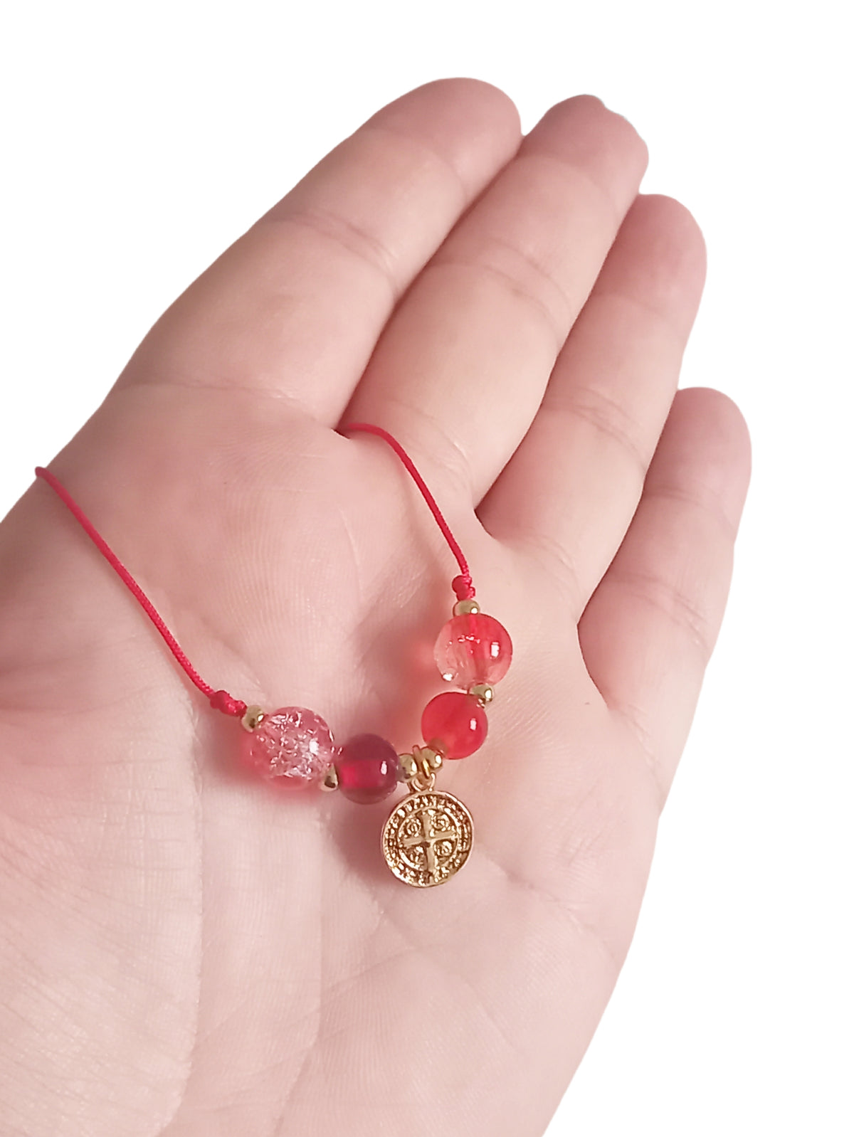 ✞ Saint Benoît ✞   Bracelet artisanal plaqué or 18 K et 2 en 1