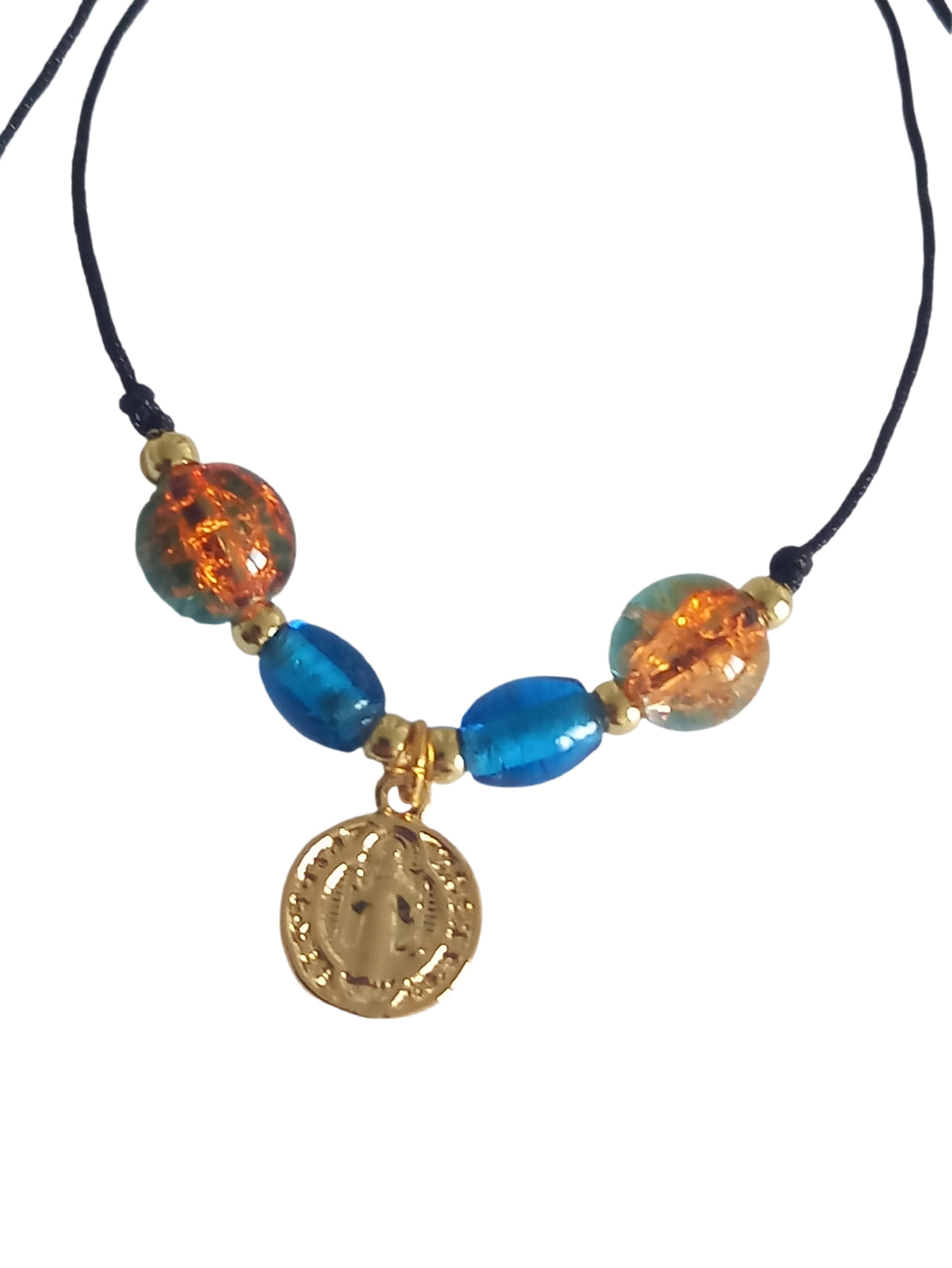 ✞ Saint Benoît ✞   Bracelet artisanal plaqué or 18 K et 2 en 1 ( réversible)