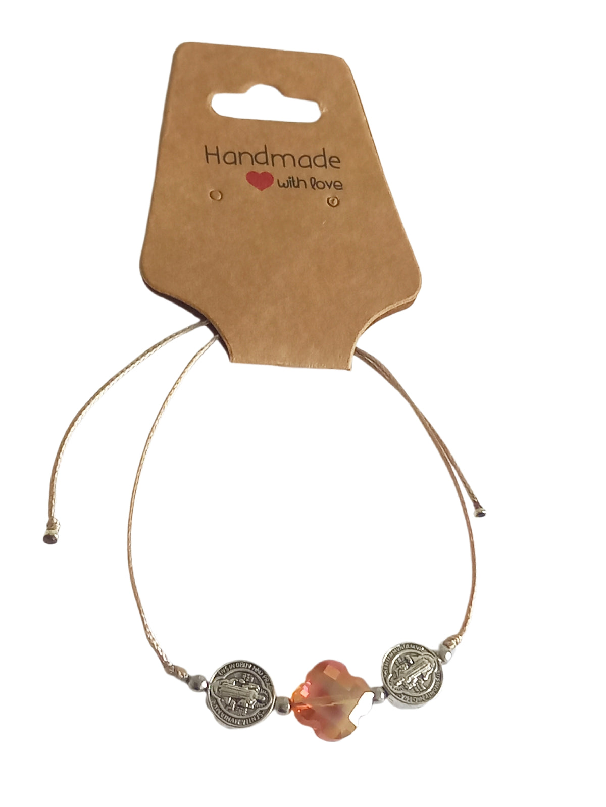 ✞ Cruz & St Benoît ✞   Bracelet artisanal modèle orange irisé