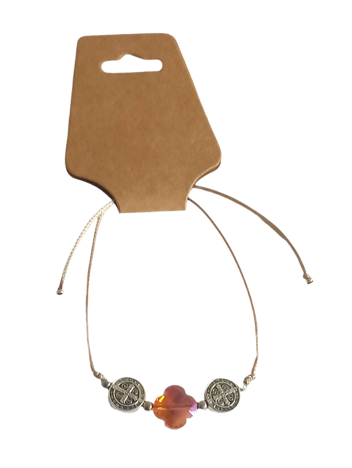 ✞ Cruz & St Benoît ✞   Bracelet artisanal modèle orange irisé