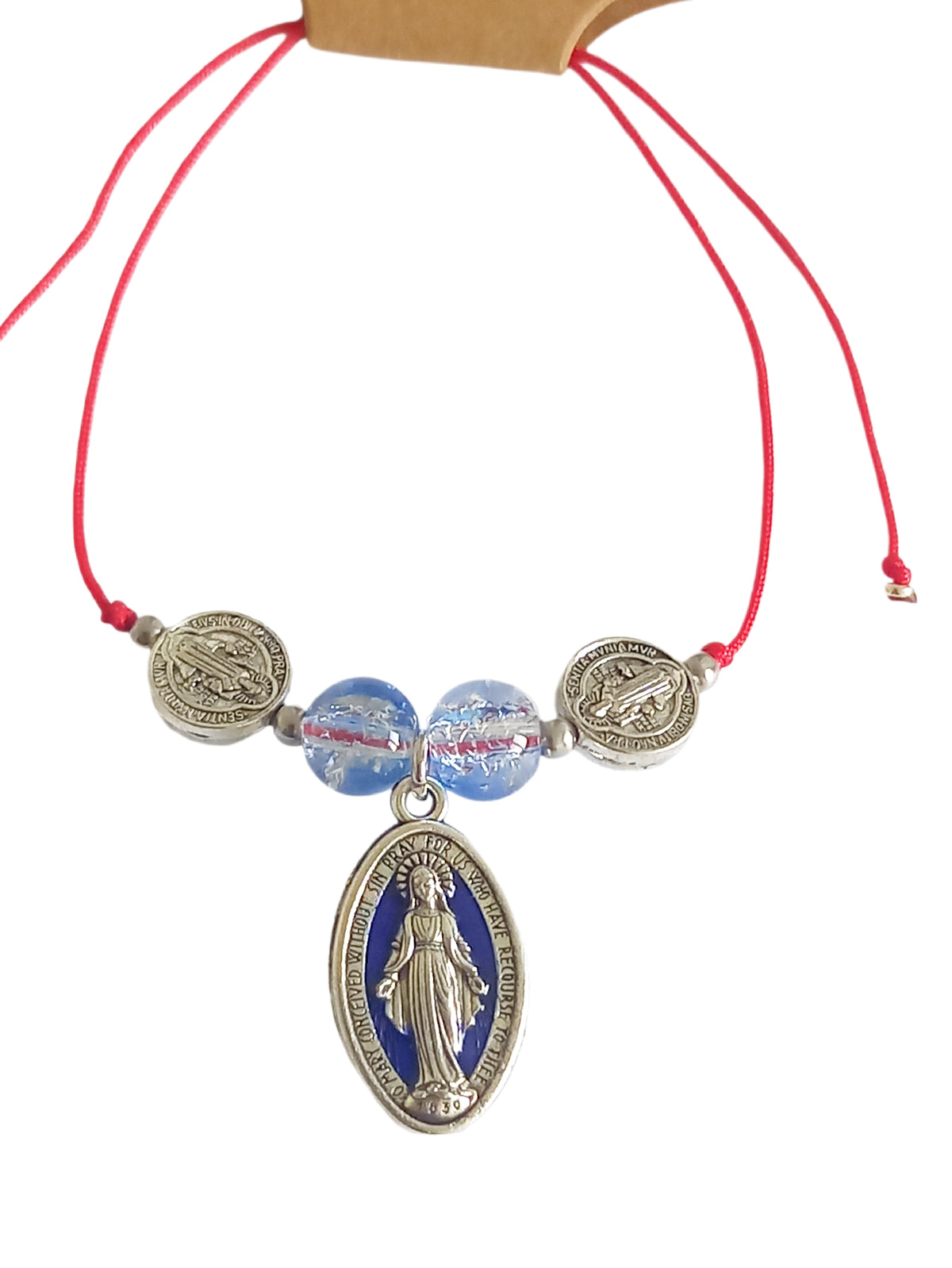 ✞ Grâce de Lourdes ✞   Bracelet artisanal Vierge Marie & Saint-Benoît