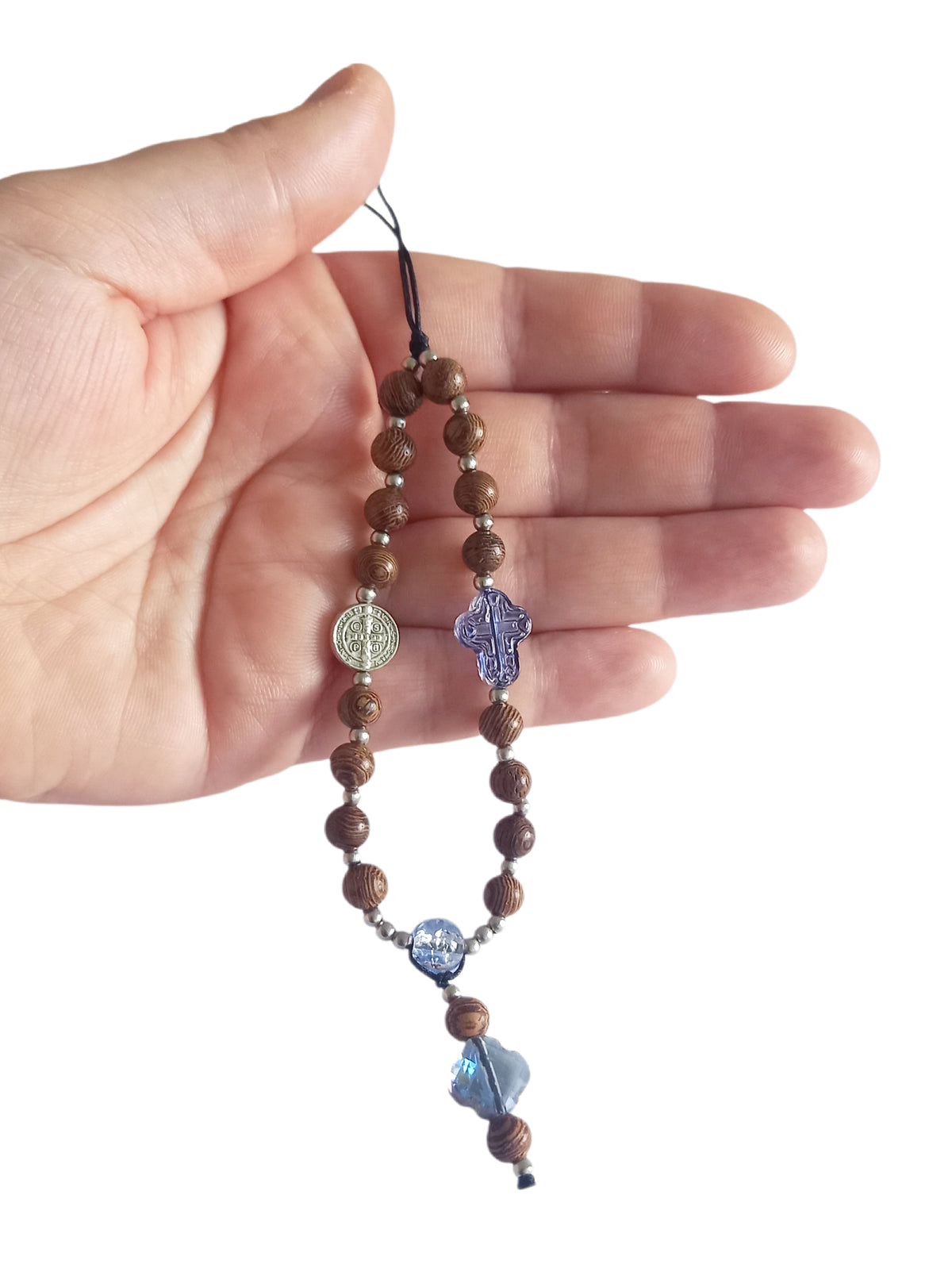 ✞ Protection de St Benoît ✞  Bijou de téléphone artisanal style mini chapelet