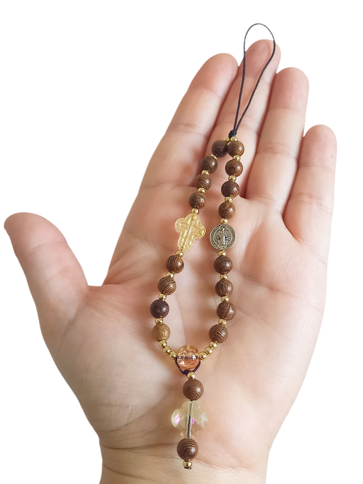 ✞ Protection de St Benoît ✞  Bijou de téléphone artisanal style mini chapelet