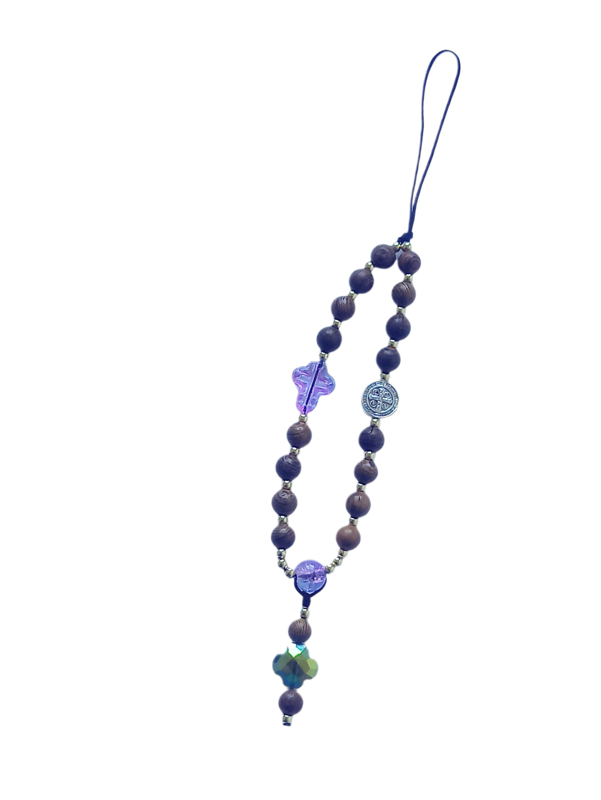 ✞ Protection de St Benoît ✞  Bijou de téléphone artisanal style mini chapelet