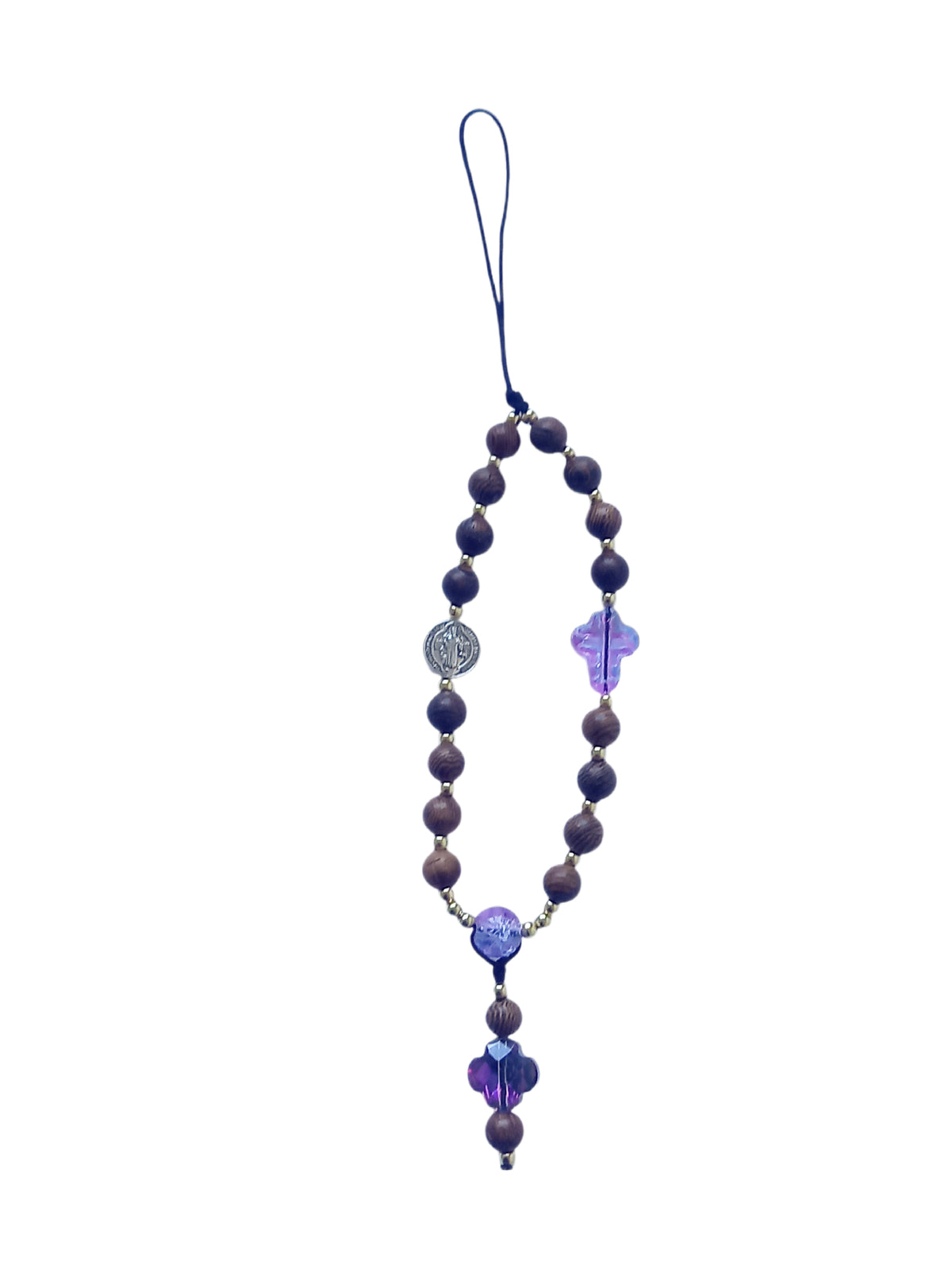 ✞ Protection de St Benoît ✞  Bijou de téléphone artisanal style mini chapelet