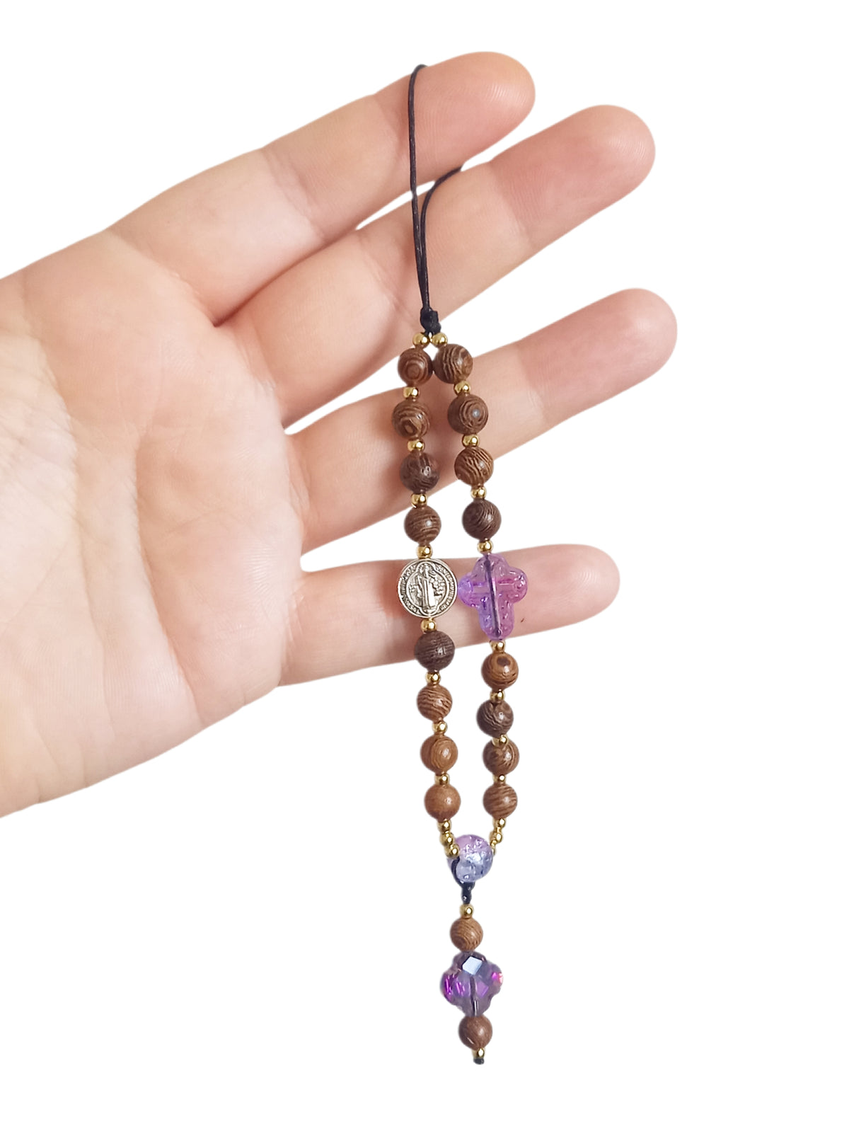 ✞ Protection de St Benoît ✞  Bijou de téléphone artisanal style mini chapelet