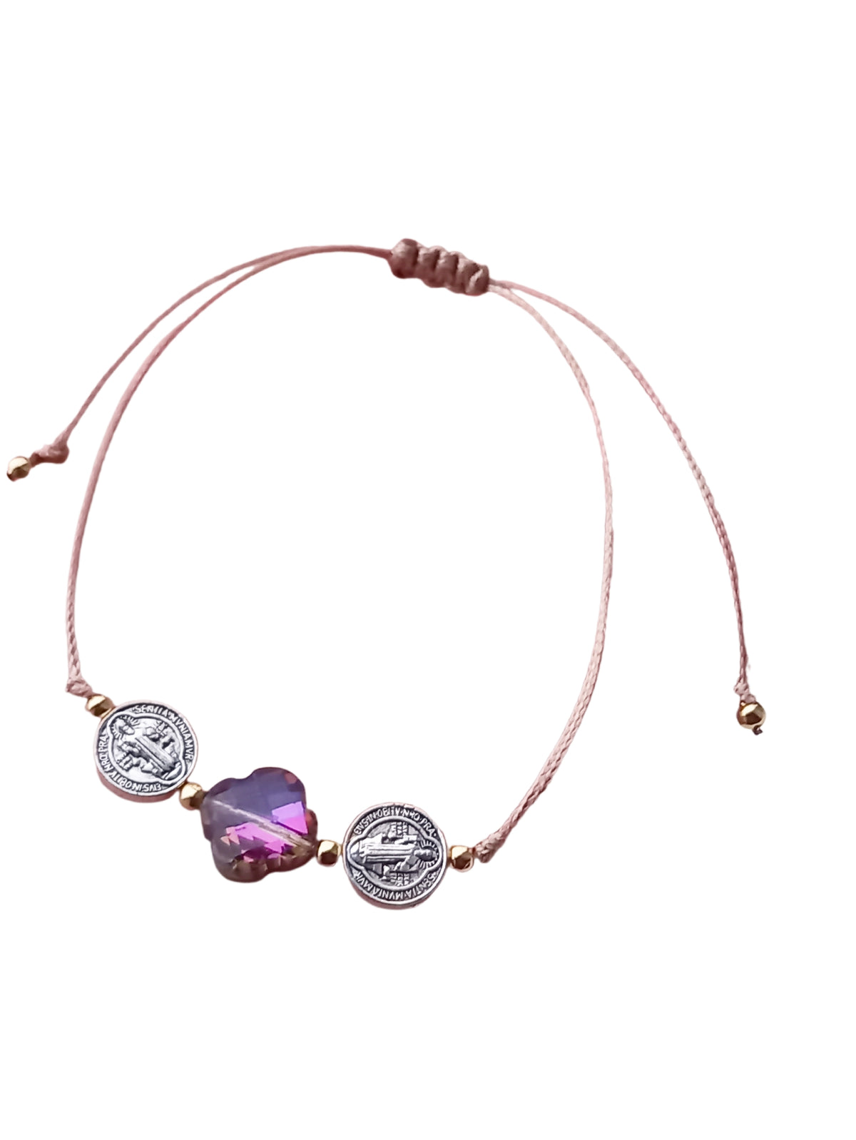 ✞ Cruz & St Benoît ✞   Bracelet artisanal modèle violet irisé