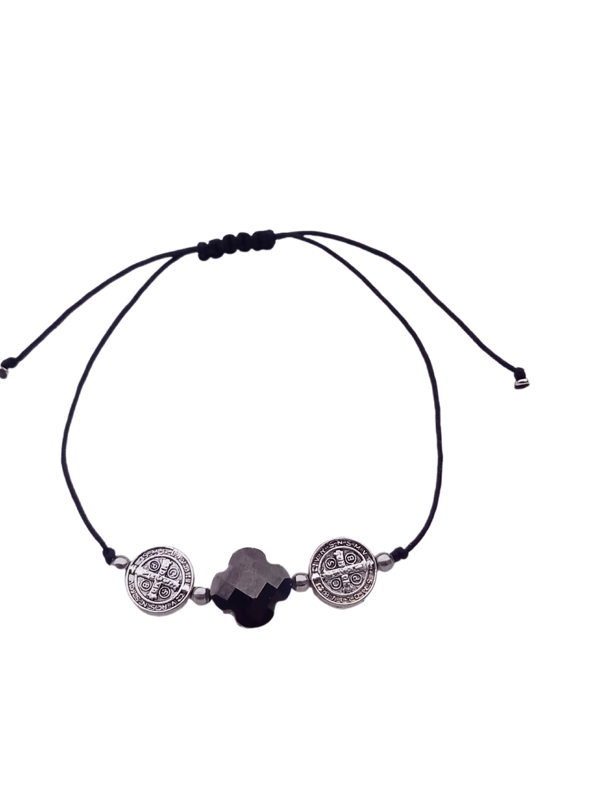 ✞ Cruz & St Benoît ✞ Bracelet artisanal modèle violet irisé à perles Saint-Benoît