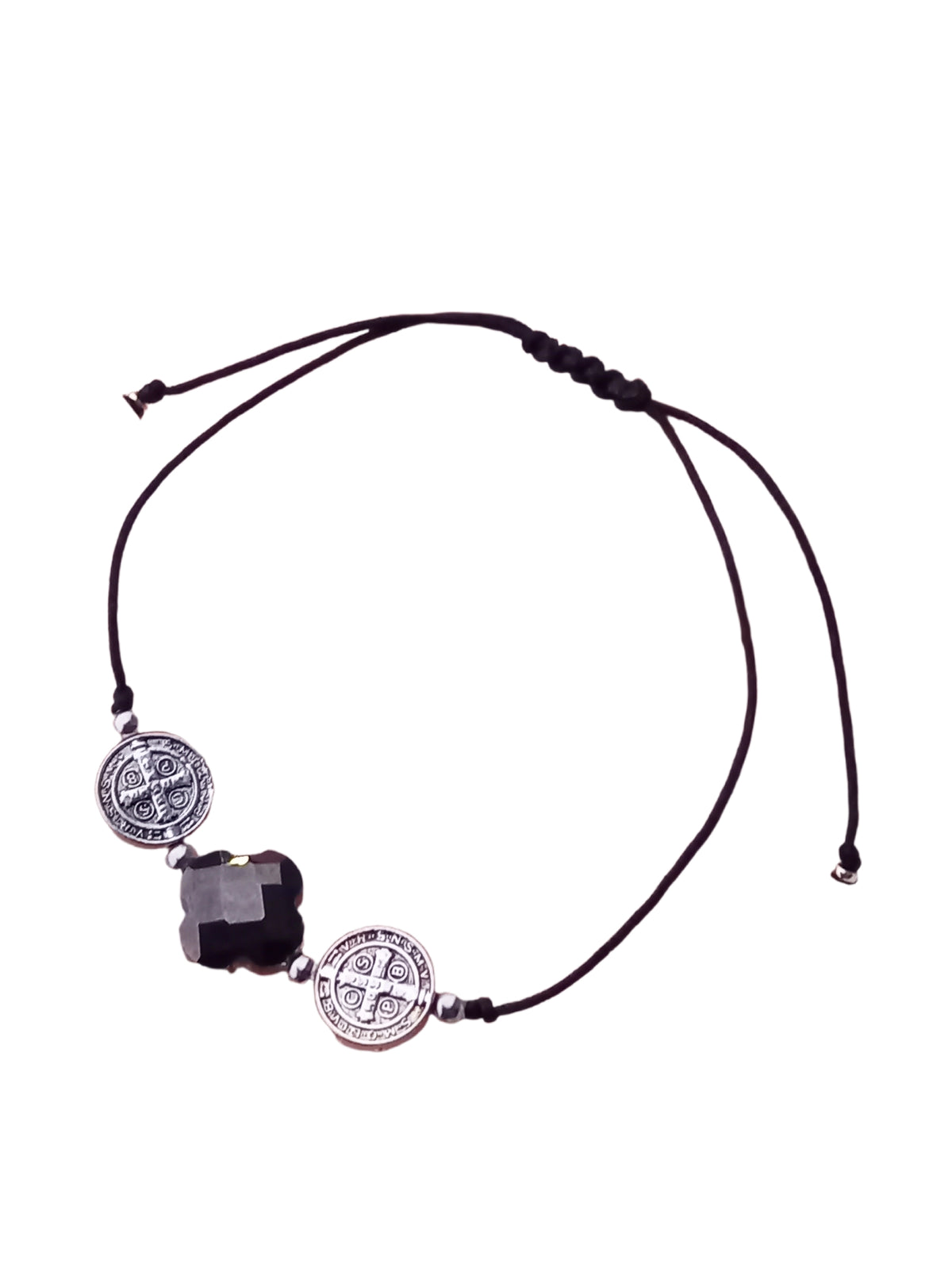 ✞ Cruz & St Benoît ✞ Bracelet artisanal modèle violet irisé à perles Saint-Benoît