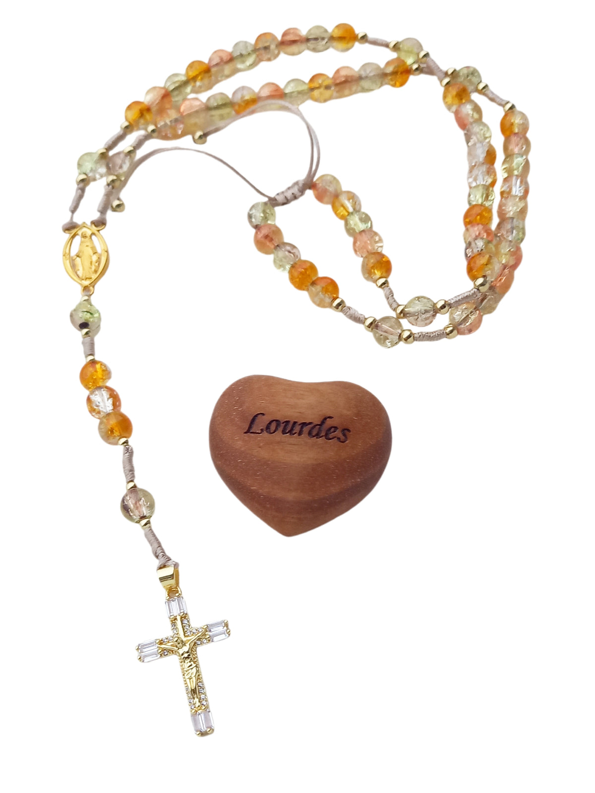 ✞ Rosarium Solare Virginis ✞   Chapelet artisanal plaqué or 18 carats