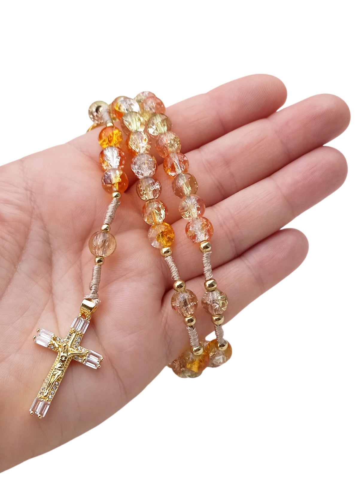 ✞ Rosarium Solare Virginis ✞   Chapelet artisanal plaqué or 18 carats