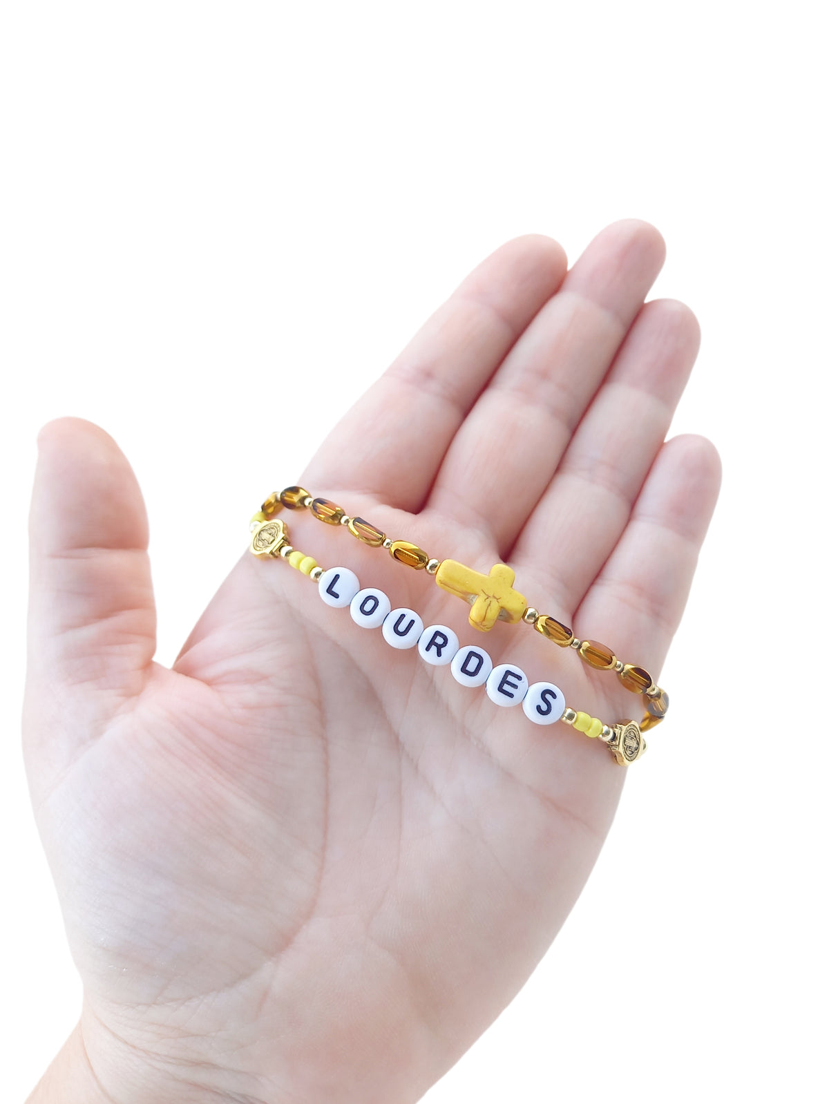 ✞ LOURDES ✞   Bracelet artisanal St Benoît et Croix Pax ~ Double Protection