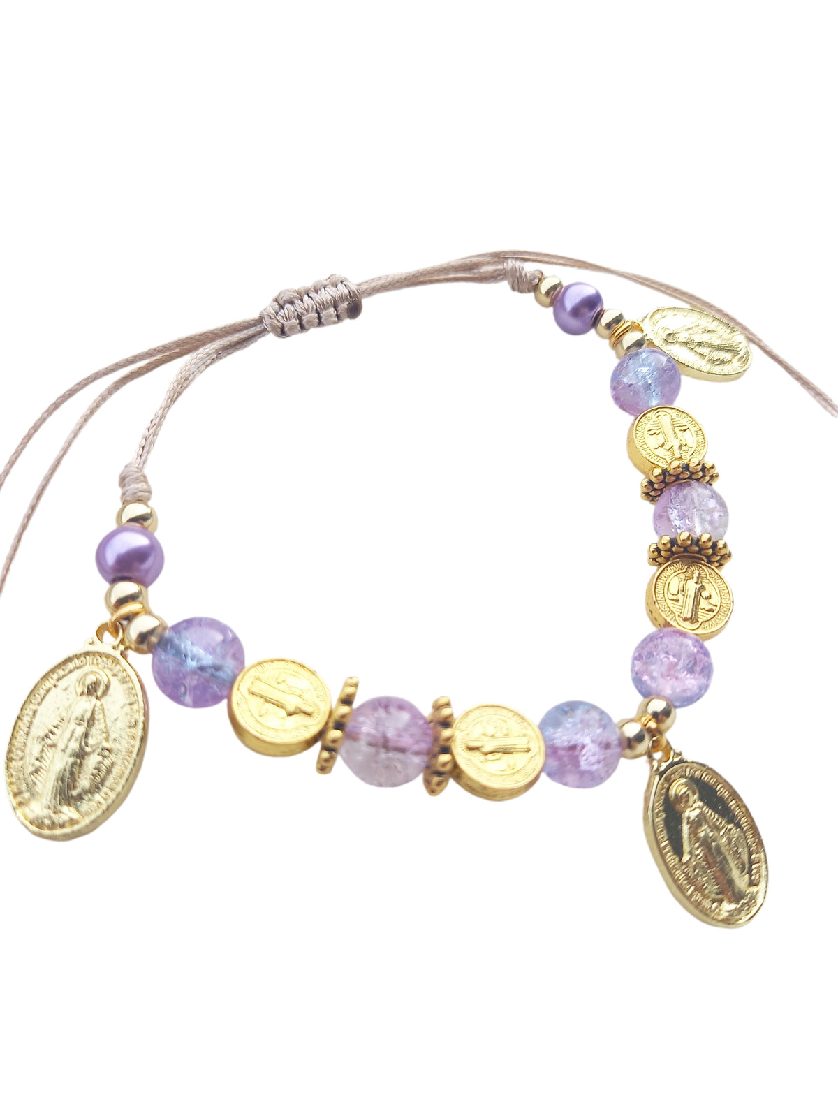 ✞ Divina protectio ✞   Bracelet artisanal plaqué or 18 K