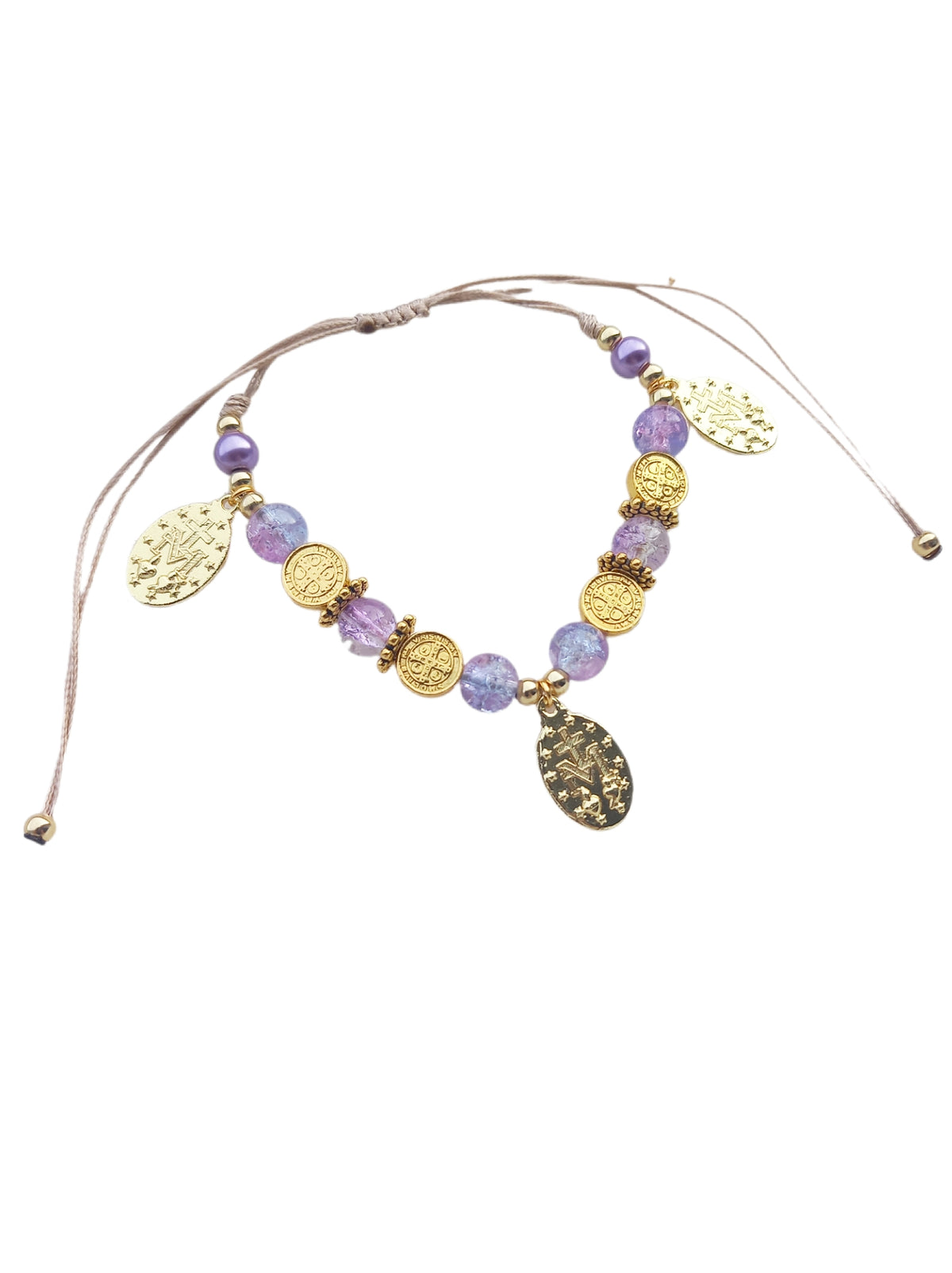 ✞ Divina protectio ✞   Bracelet artisanal plaqué or 18 K