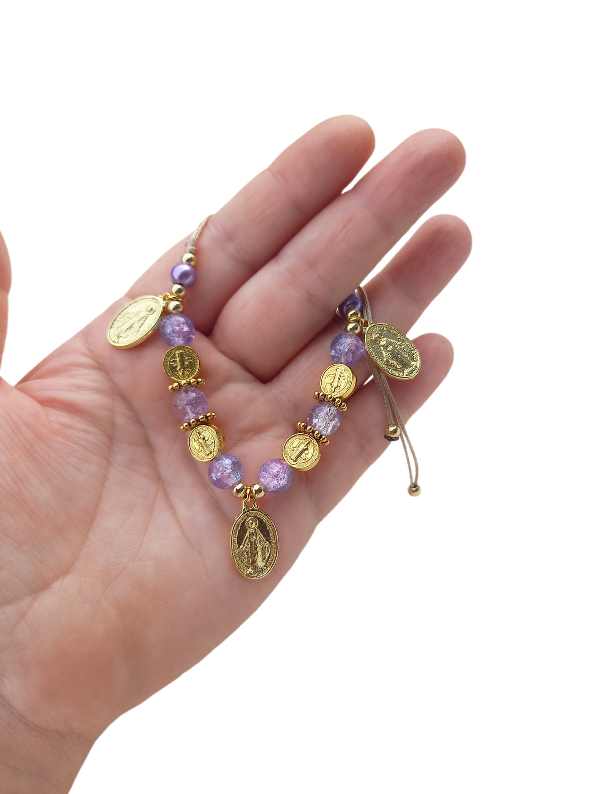 ✞ Divina protectio ✞   Bracelet artisanal plaqué or 18 K