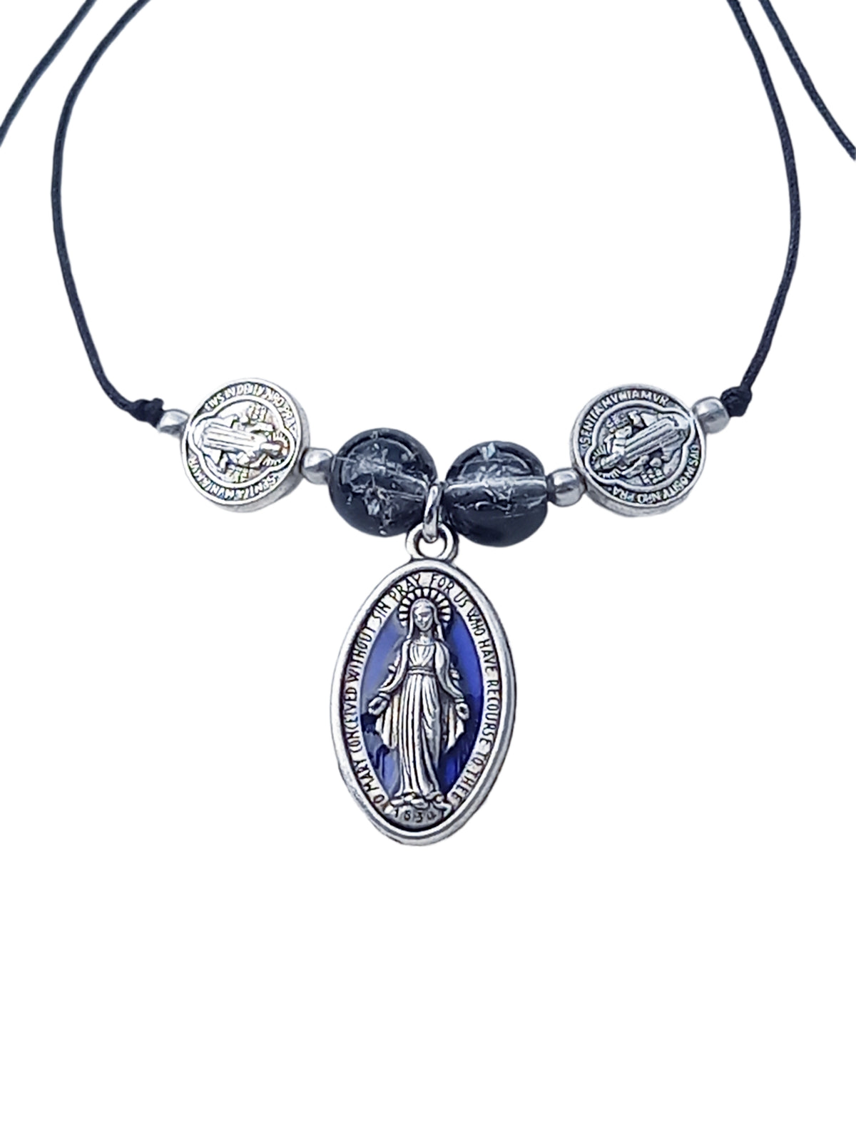 ✞ Grâce de Lourdes ✞   Bracelet artisanal Vierge Marie & Saint-Benoît