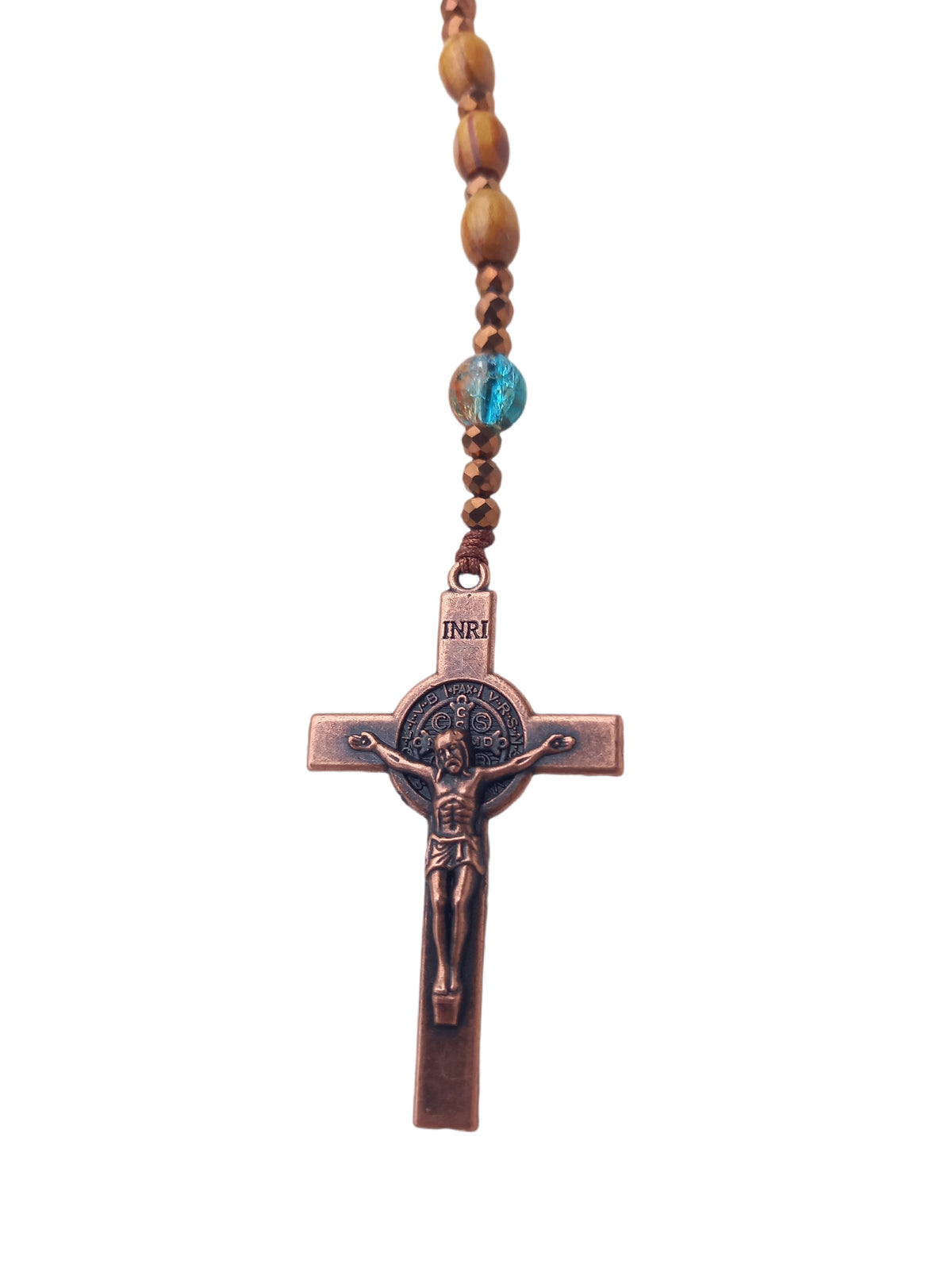 ✞ Saint-Benoît Azur ✞   Chapelet collier artisanal