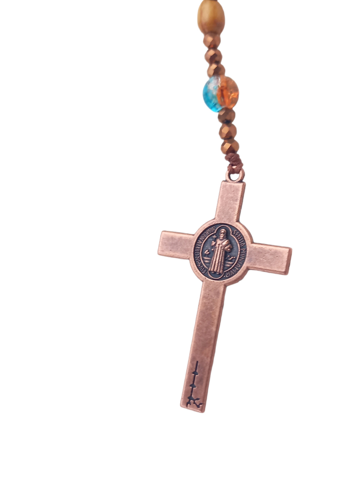 ✞ Saint-Benoît Azur ✞   Chapelet collier artisanal