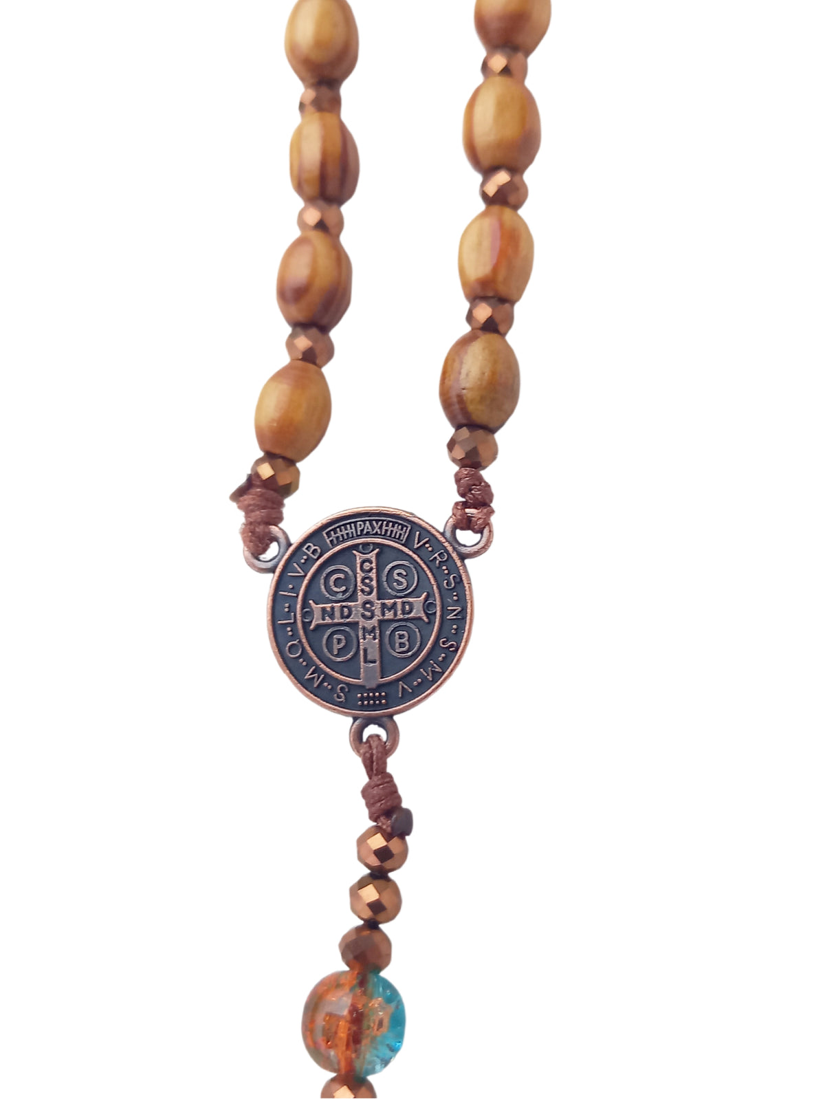 ✞ Saint-Benoît Azur ✞   Chapelet collier artisanal