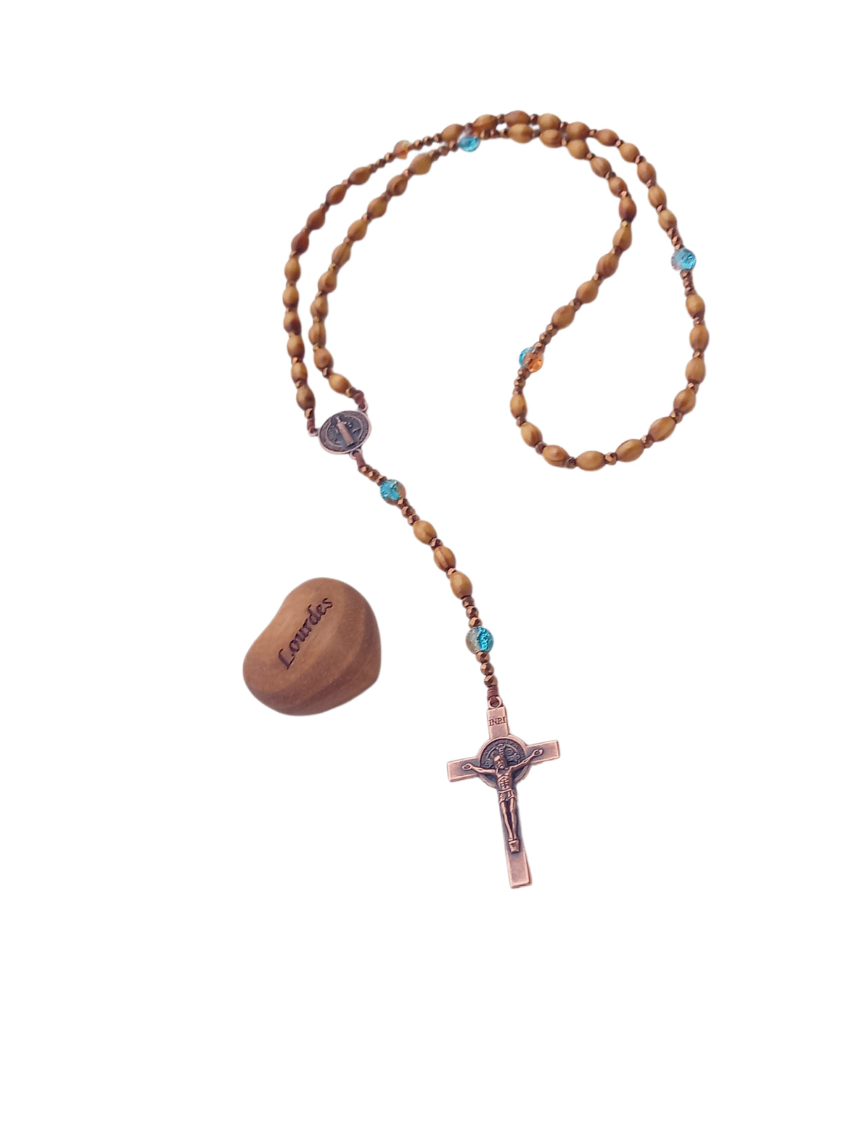 ✞ Saint-Benoît Azur ✞   Chapelet collier artisanal