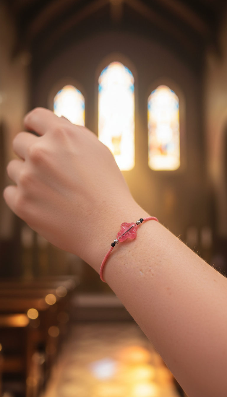 ✞  Bonita Cruz ✞   Bracelet artisanal modèle rouge corail