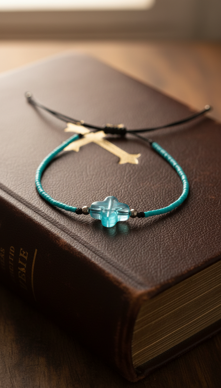 ✞  Bonita Cruz ✞   Bracelet artisanal modèle bleu clair