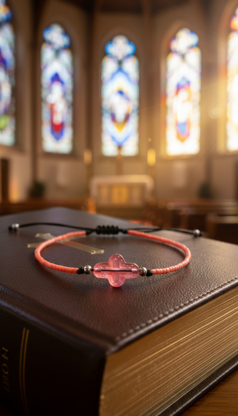✞  Bonita Cruz ✞   Bracelet artisanal modèle rouge corail