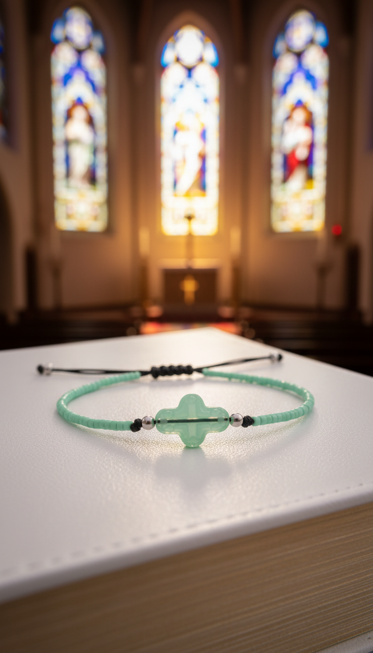 ✞  Bonita Cruz ✞   Bracelet artisanal modèle vert menthe clair