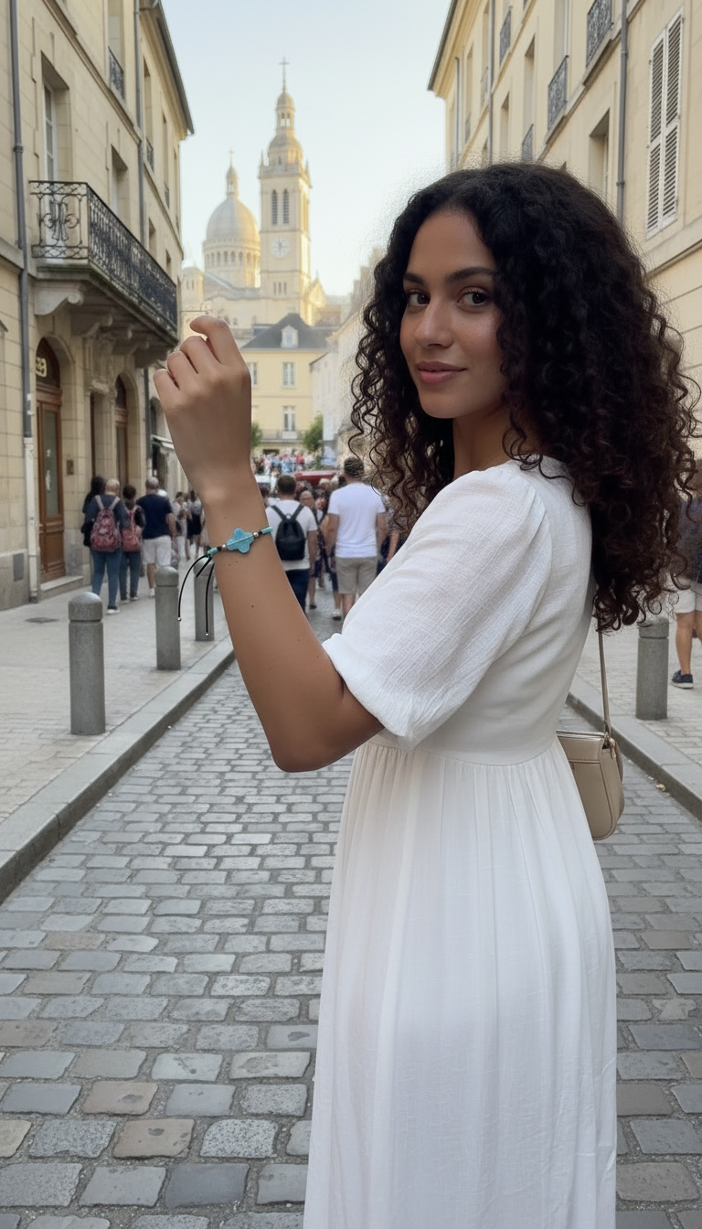 ✞  Bonita Cruz ✞   Bracelet artisanal modèle bleu clair