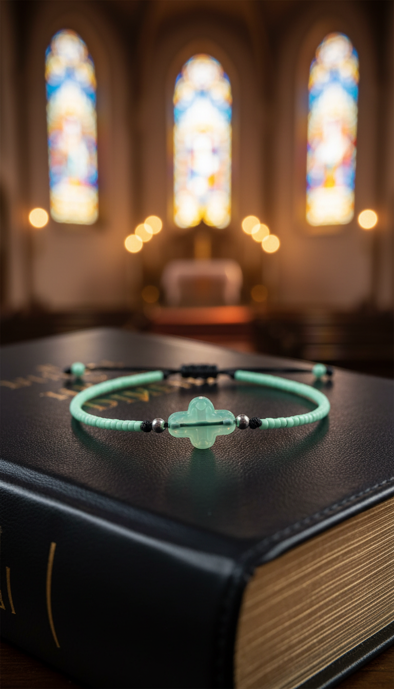 ✞  Bonita Cruz ✞   Bracelet artisanal modèle vert menthe clair