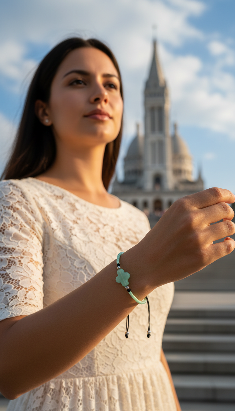 ✞  Bonita Cruz ✞   Bracelet artisanal modèle vert menthe clair