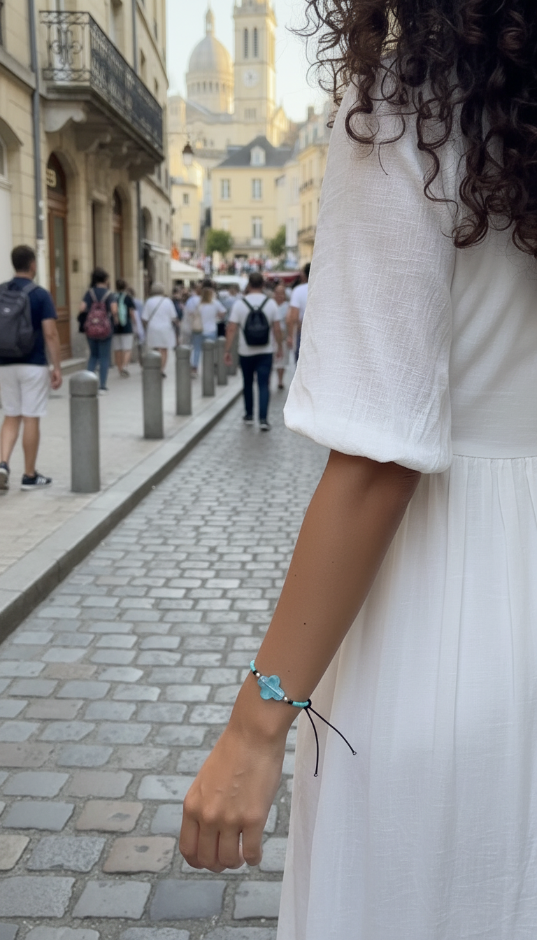 ✞  Bonita Cruz ✞   Bracelet artisanal modèle bleu clair