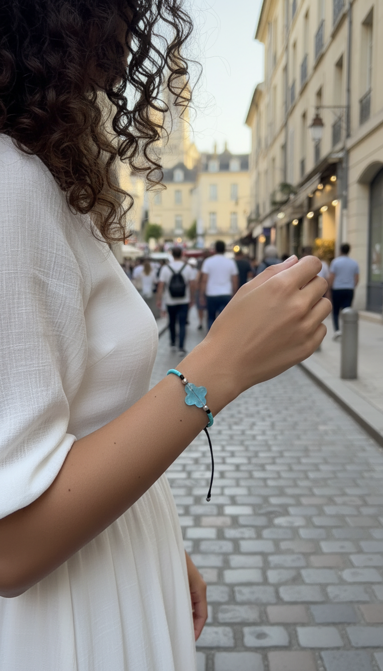 ✞  Bonita Cruz ✞   Bracelet artisanal modèle bleu clair