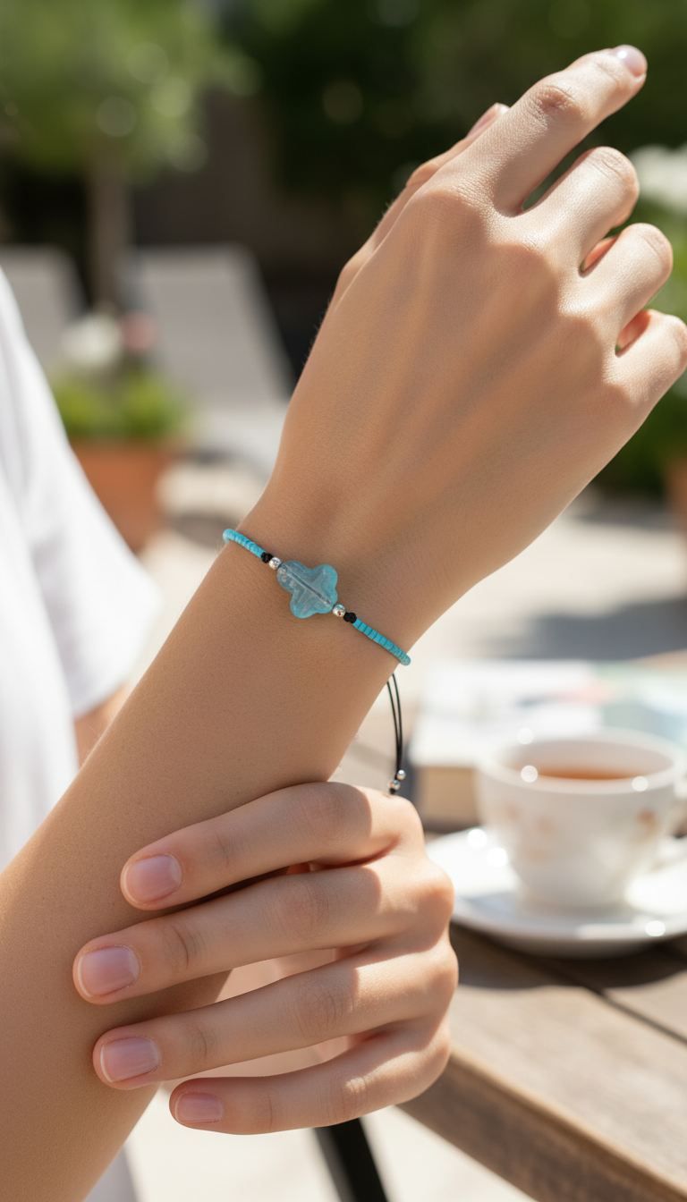 ✞  Bonita Cruz ✞   Bracelet artisanal modèle bleu clair