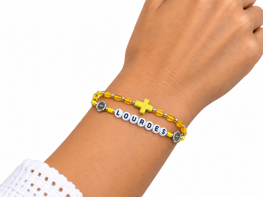 ✞ LOURDES ✞   Bracelet artisanal St Benoît et Croix Pax ~ Double Protection