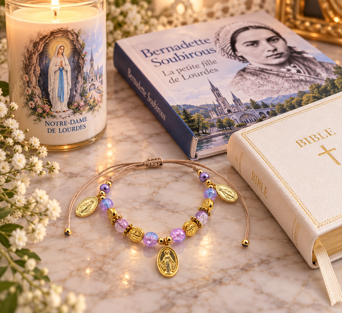 ✞ Divina protectio ✞   Bracelet artisanal plaqué or 18 K